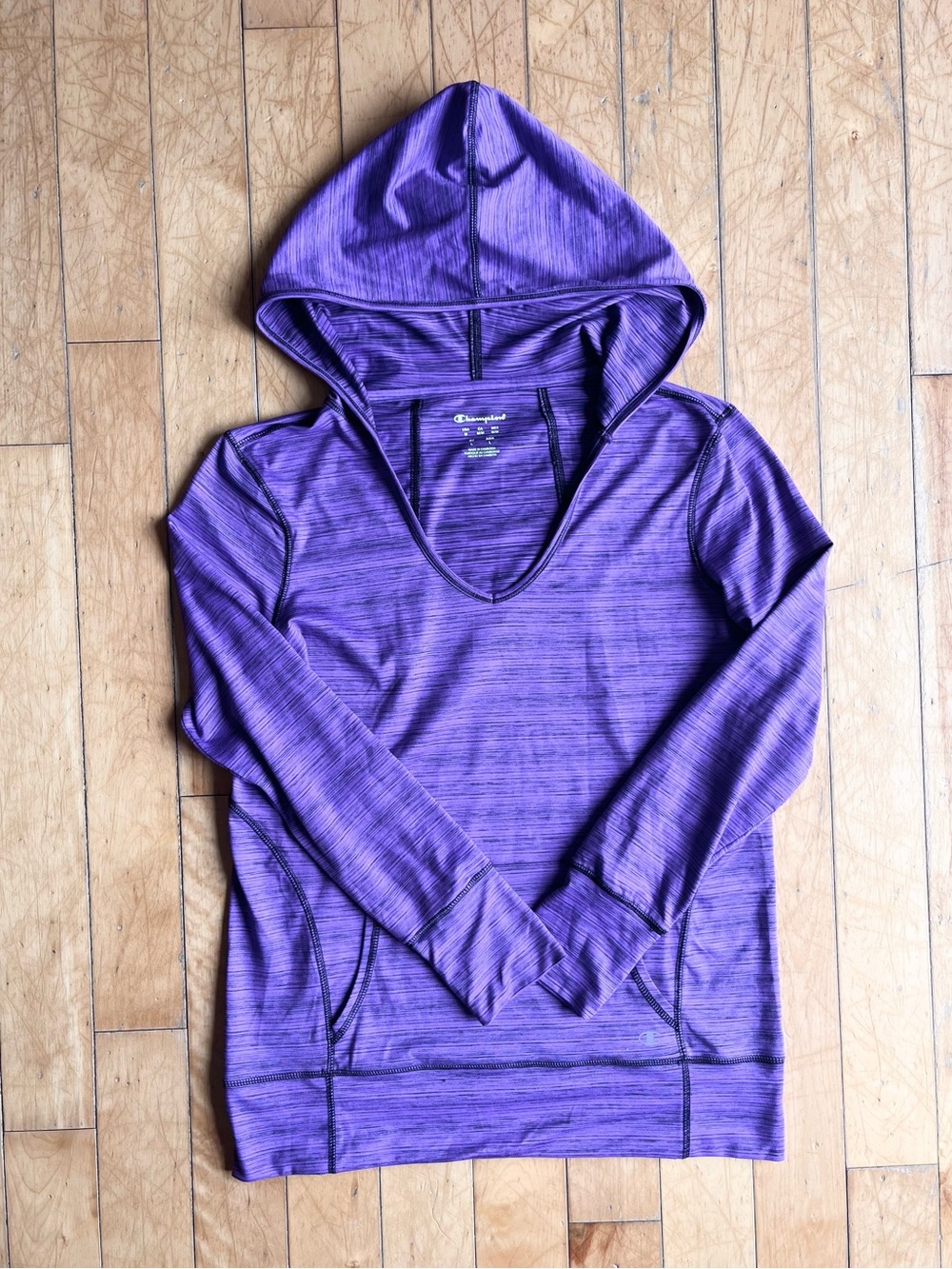 Champion Purple Long Sleeve Lightweight Hooded Performance Top Size Medium